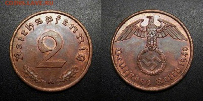 МОНЕТЫ МИРА 04-19 - Германия (3-й Рейх) – 2 рейхспфеннига (1940 А) бронза №3