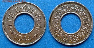 Индия Британская - 1 пайс 1944 года (МД Бомбей) до 10.04 - Индия Британская 1 пайс 1944
