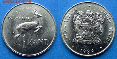 ЮАР - 1 ранд 1989 года (никель) до 10.04 - ЮАР 1 ранд 1989