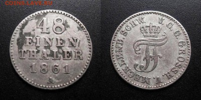 МОНЕТЫ МИРА 04-19 - Германия (Мекленбург-Шверин) – 1-48 талера (1861) (Ag)