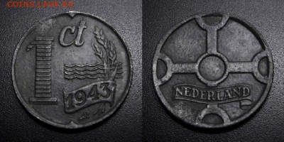 МОНЕТЫ МИРА 04-19 - Нидерланды – 1 цент (1943) цинк