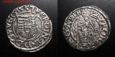 МОНЕТЫ МИРА 04-19 - Венгрия – 1 денар (1557 КВ) «Фердинанд I» (Ag)