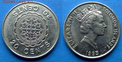 Соломоновы Острова - 20 центов 1993 года до 10.04 - Соломоновы Острова 20 центов 1993