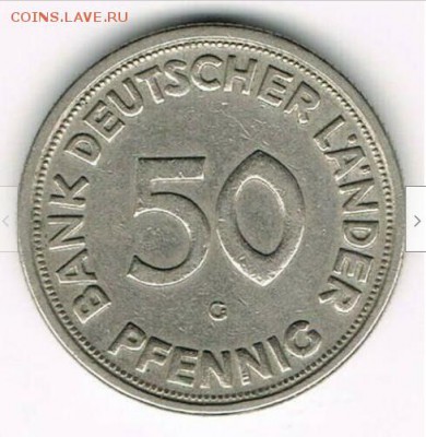 Германия 50 пфеннигов 1950 G (Bank deutscher Länder) оценка - ek1
