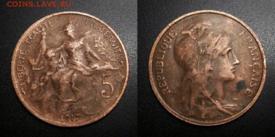 МОНЕТЫ МИРА 04-19 - Франция – 5 сантимов (1917) №1