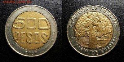 МОНЕТЫ МИРА 04-19 - Колумбия – 500 песо (2009) «Дерево» (бм)