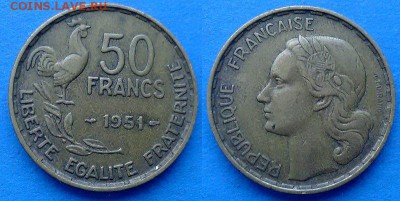 Франция - 50 франков 1951 года (Без отметки МД) до 12.04 - Франция 50 франков 1951