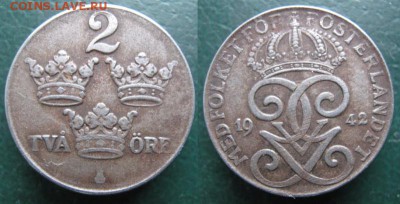 36.Монеты Швеции 1942-1973г. - 36.1. -Швеция 2 эре 1942   506
