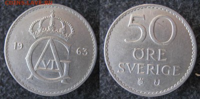 36.Монеты Швеции 1942-1973г. - 36.28. -Швеция 50 эре 1963    A23