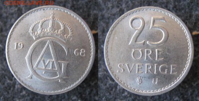 36.Монеты Швеции 1942-1973г. - 36.38. -Швеция 25 эре 1968    A37