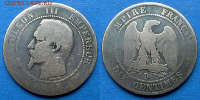 Франция - 10 сантимов 1853 года до 12.04 - франция 10 сантимов 1853 года