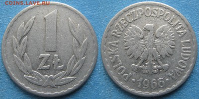 Польша 1 злотый 1966 до 13-04-19 в 22:00 - Польша 1 злотый 1966    8305