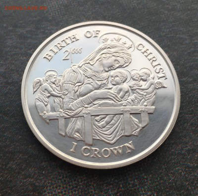 Остров Мэн 1 крона 1997 Рождение Христа Серебро Пруф Proof - 5.JPG