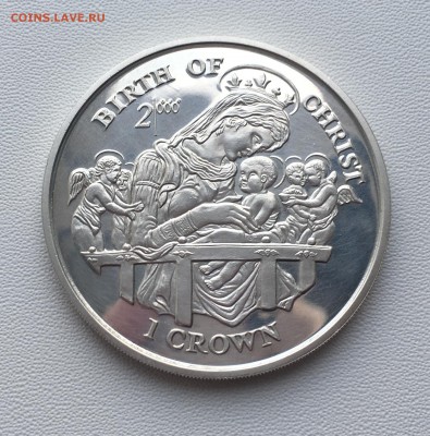 Остров Мэн 1 крона 1997 Рождение Христа Серебро Пруф Proof - 1.JPG