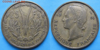 Франц Зап Африка 25 франков 1956  до 18-04-19 в 22:00 - Франц Зап Африка 25 франков 1956    2879