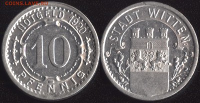 Виттен 10 пфеннигов 1920 до 22:00мск 19.04.19 - Виттен 10 пфеннигов 1920 (продажа)