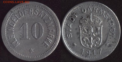Дармштадт 10 пфеннигов 1917 №1 до 22:00мск 19.04.19 - Дармштадт 10 пфеннигов 1917 (продажа) 1