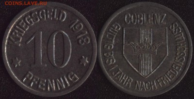 Кобленц 10 пфеннигов 1918 №2 до 22:00мск 19.04.19 - Кобленц 10 пфеннигов 1918 (продажа) 2