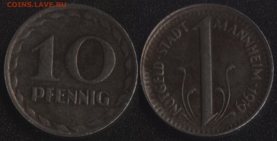 Маннхейм 10 пфеннигов 1919 №1 до 22:00мск 19.04.19 - Маннхейм 10 пфеннигов 1919 (продажа)