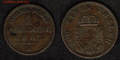 1 пфенниг 1867 года Пруссия Германия - 1 пфенниг 1867 В Пруссия скан