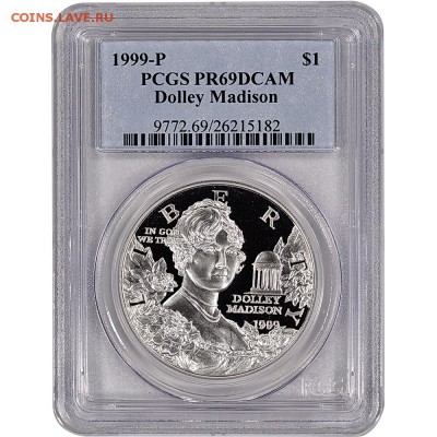 1 доллар США 1999 Долли Мэдисон. Proof. PCGS. Серебро. - $T2eC16ZHJGMFFo)j9Jn7BSDSj5f+Ew~~60_57.JPG