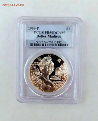 1 доллар США 1999 Долли Мэдисон. Proof. PCGS. Серебро. - IMG_20190329_214950