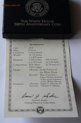 1 доллар США 1992 200 лет Белому Дому. Unc. Серебро. - IMG_8221.JPG