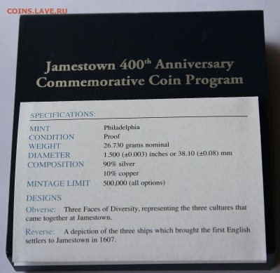 1 доллар США 2007 Джэймстоун. Proof. Серебро. - IMG_8218.JPG