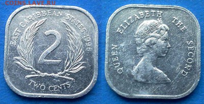 Восточные Карибы - 1, 2 и 5 центов до 18.04 - Восточные Карибы 2 цента 1998