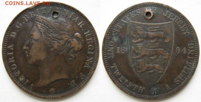 12 шиллинга 1894 с дыркой до 21-04-19 в 22:00 - Джерси 1 12 шиллинга 1894    1188