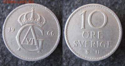 37.Монеты Швеции 1963-2000г. - 37.3. -Швеция 10 эре 1966    A41