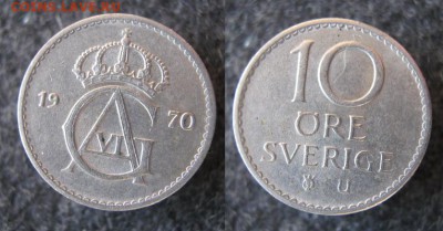37.Монеты Швеции 1963-2000г. - 37.6. -Швеция 10 эре 1970    A43