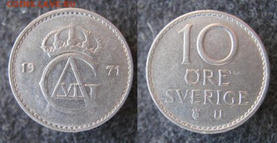 37.Монеты Швеции 1963-2000г. - 37.7. -Швеция 10 эре 1971    A44