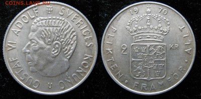 37.Монеты Швеции 1963-2000г. - 37.15. -Швеция 2 кроны 1970    1599