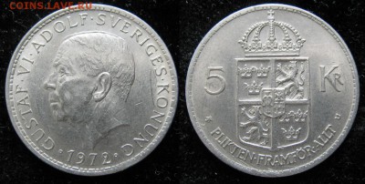 37.Монеты Швеции 1963-2000г. - 37.17. -Швеция 5 крон 1972    1604