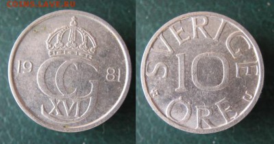 37.Монеты Швеции 1963-2000г. - 37.24. -Швеция 10 эре 1981    A53