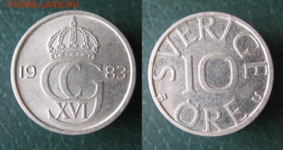 37.Монеты Швеции 1963-2000г. - 37.26. -Швеция 10 эре 1983    A3