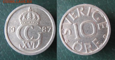 37.Монеты Швеции 1963-2000г. - 37.29. -Швеция 10 эре 1987    A57 