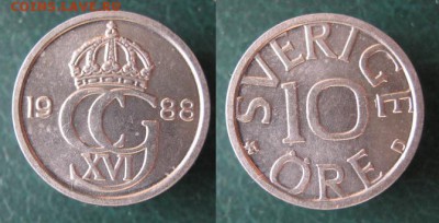 37.Монеты Швеции 1963-2000г. - 37.30. -Швеция 10 эре 1988    A58 