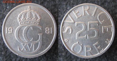 37.Монеты Швеции 1963-2000г. - 37.35. -Швеция 25 эре 1981    A50