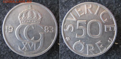 37.Монеты Швеции 1963-2000г. - 37.37. -Швеция 50 эре 1983    544