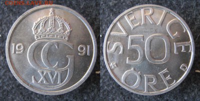 37.Монеты Швеции 1963-2000г. - 37.38. -Швеция 50 эре 1991    A48