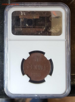 Слаб NGC MS 63.5 пенни 1908. Финляндия. С 200 р. - 20190415_121011