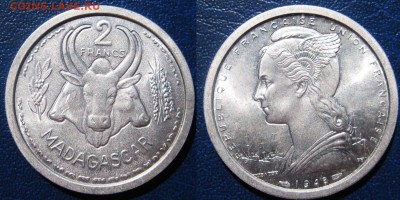 МАДАГАСКАР 2 франка 1948 год До 16.04 В 22-00МСК - мадаг2ф