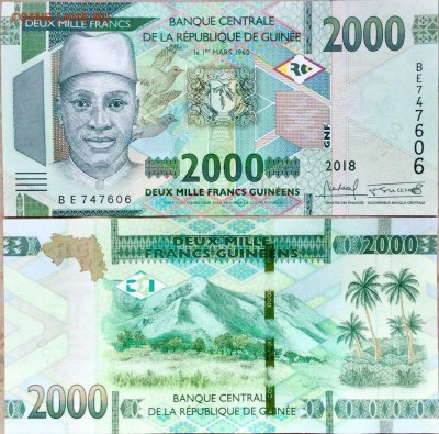 Гвинея - 2000 франков 2018 (2019) года UNC новинка 100 - 2000 франков 2019