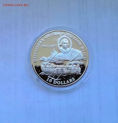 10 долларов 1993 Фиджи.Уильям Блай.Парусник. Серебро. Proof. - IMG_20190413_105428