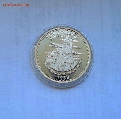 10 долларов 1988 Багамы. Х.Колумб. Серебро. Proof. - IMG_20190413_111130
