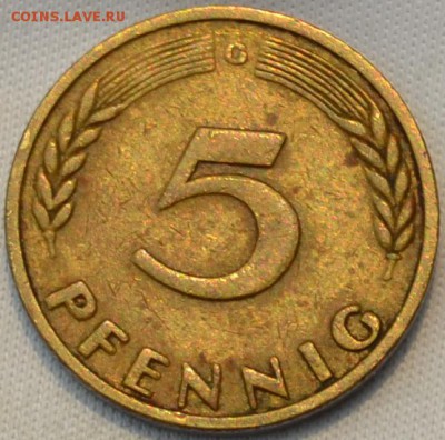 Германия 5 пфенниг 1950 G . 21. 04. 2019. в 22 часа 00 . - DSC_0340
