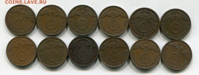 Германия. 2 пфенинговые монеты 1937-1939. 11 монет. 21.04 - img367