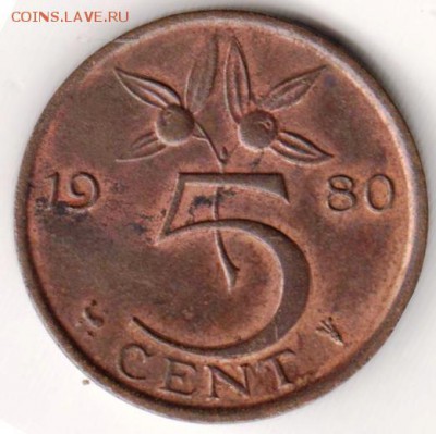 Нидерланды 5 центов 1980 г. до 24.00 25.04.19 г. - 030